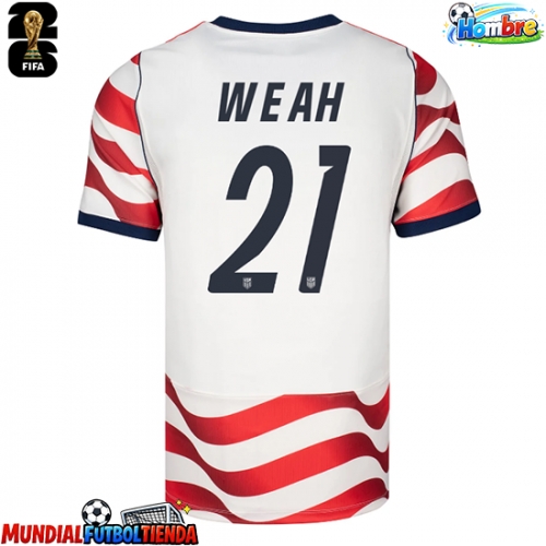 Camiseta Estados Unidos Timothy Weah #21 Primera Equipación Replica Mundial 2026 mangas cortas